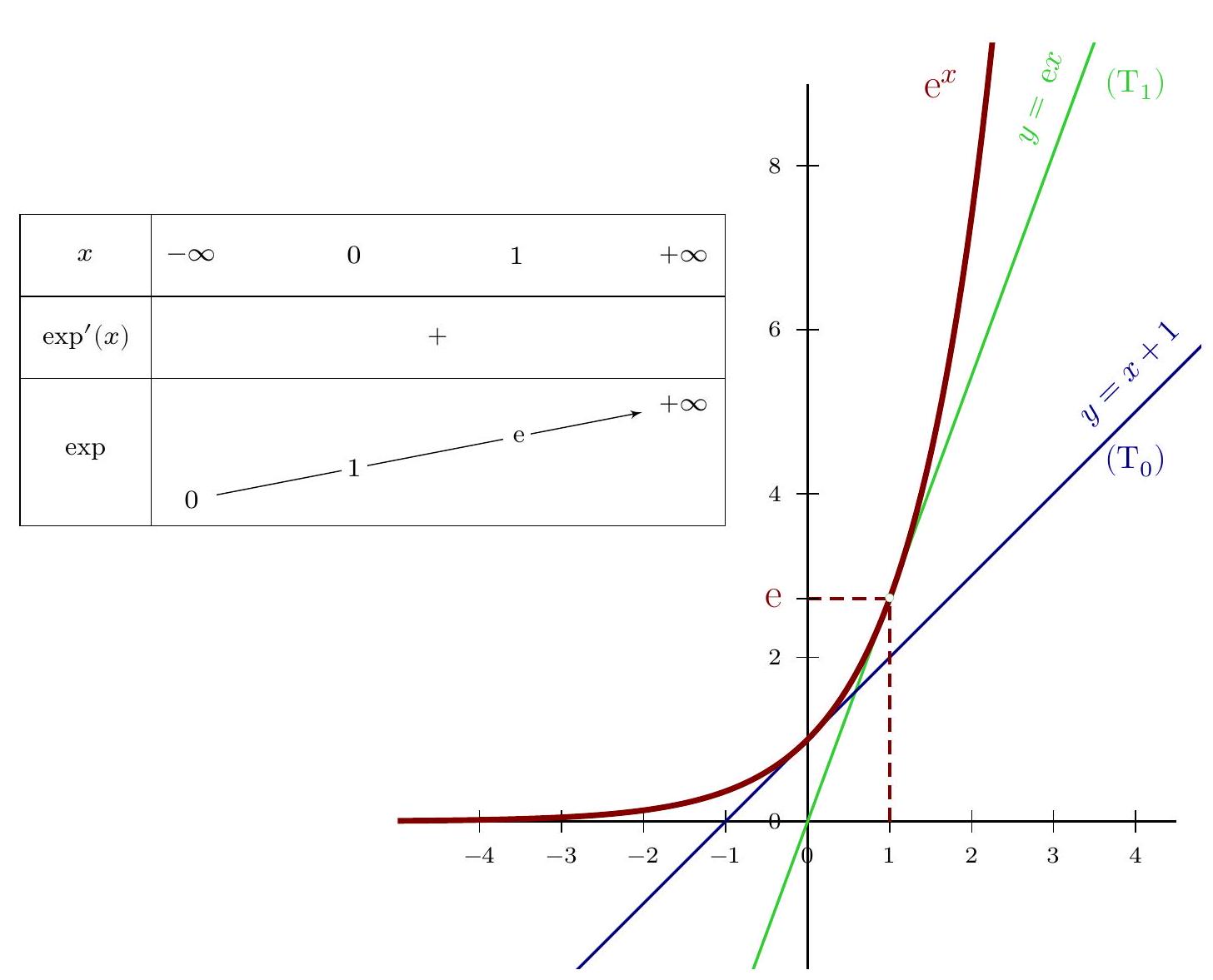 Courbe représentative de exp(x)